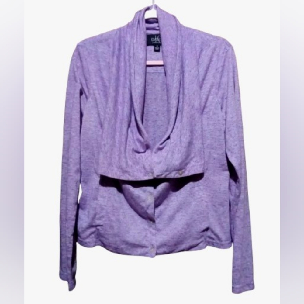 DASH by Kardashian Lavender Marled Drape Front Cardigan - Picture 3 of 8